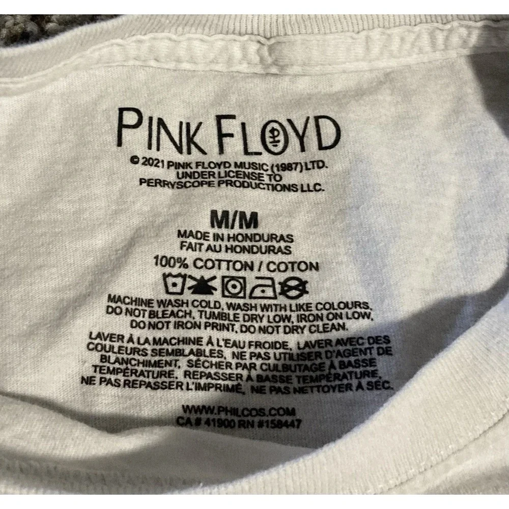 Pink Floyd Dark Side of the Moon Cropped Tee White‎ Rainbow Prism Band Shirt Y2K